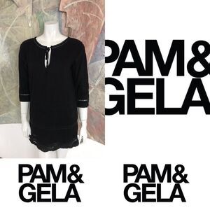 Pam & Gela Black Embroidered Dress Size Small